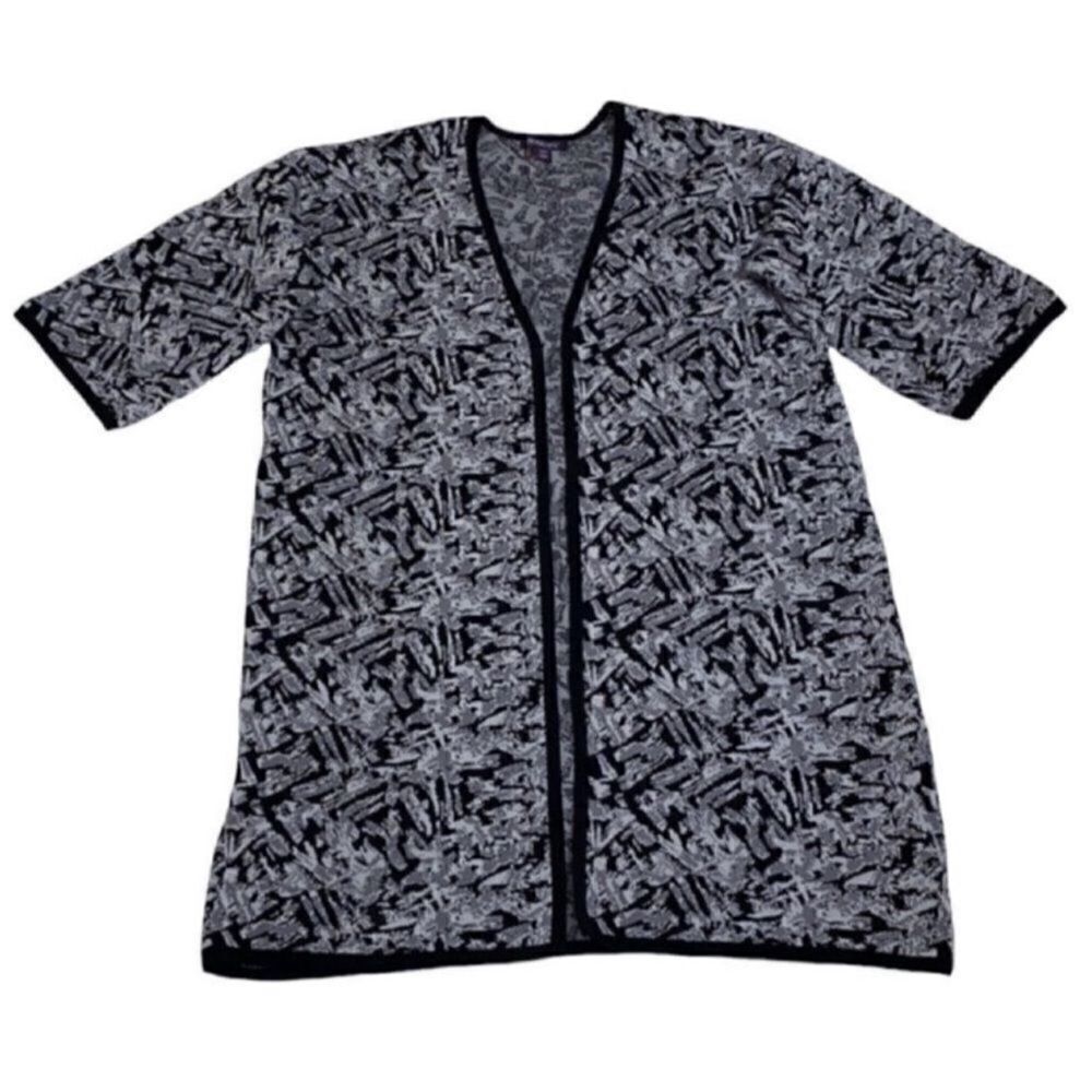 Roman's Open Front Gray & Black Cardigan( Size 18/20-Large)